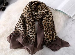 Luxury Women Ombre Leopard Dot Natural Silk Scarf Lady Fashion Print Shawls and Wraps Pashmina Foulards Bandana Hijab Snood 2010182748240
