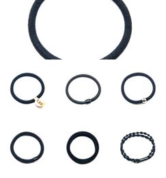 black thick High basic elastic and durable rope seamls leather band tied thin hair circle backing Headband 20216309087