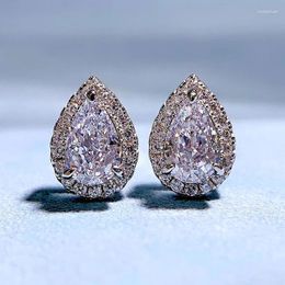 Stud Earrings SpringLady 925 Sterling Silver High Carbon Diamond 5 8mm Pear Shaped Water Drop Zircon For Women Fine Jewelry