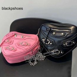 Balencig Le Cagole Shoulder Chains Heart Mini Rivet Barbie Bag Pink Luxury Designer Purses Top Quality classic woman Black Flap Arena Leather Crossbody Handbag 70X6