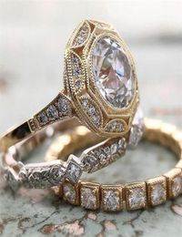 Choucong Brand Wedding Rings Top Sell 3PCS Vintage Jewelry 925 Sterling SilverGold Fill Round Cut White Eternity 3A Cubic Zircon 6832439