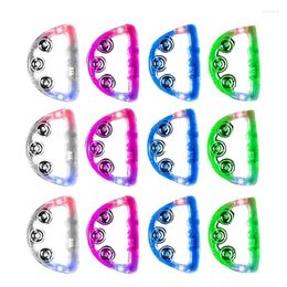 Party Supplies 12 Pieces Light Up LED Tambourine Musical Flashing Glow Tambourines Handheld Percussion Instrument