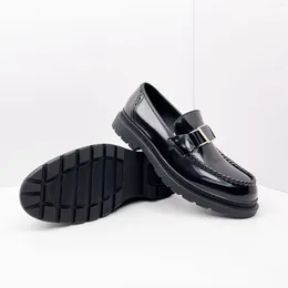 Dress Shoes Patent Leather Thick-soled Loafers Man One Shoe Business Casual With Trousers