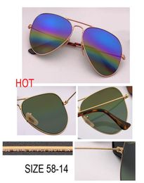 Men039s Aviation Sunglass woman rainbow flash Mirror Sunglasses HD Driving uv400 Sun Glasses lunettes de 58mm glass lens reflec9352408