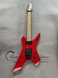 Guitar Red Electric Guitar Gar Body Tremolo Bridge HH Pickups Maple Fingerboard Groove Frets Black Tuners Factory Customized