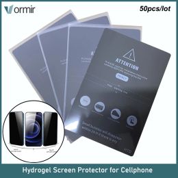 Protectors Vormir 50pcs TPU Privacy Hydorgel Film Sheets for iPhone 14 13 12 Pro Curved Screen Protector SS 890C Cut Machine HD Blue Films