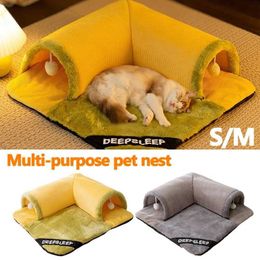 Cat Beds Furniture Cat Tunnel Toy Bed Plush Pet Mat Detachable and Washable Cat Pet Sleep Mat Activity Carpet Cat House Pet Supplies d240508