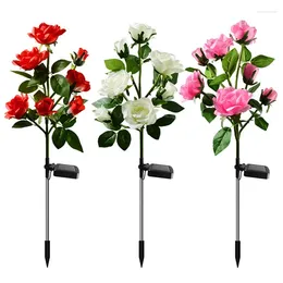 Decorative Flowers 7 Head LED Solar Simulation Rose Flower Light Garden Yard Lawn Night Lamp Landscape Home Decoration