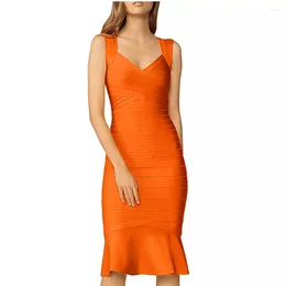 Casual Dresses Women Elegant Bandage 2024 Sexy Backless Clothes Club Party Midi