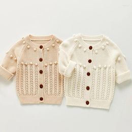 Jackets Baby Girls Boys Knitted Sweater Hollow Out Cardigan Coat Clothing 2024 Autumn Kids Long Sleeve Knit Children Outwear