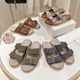 Designer luxury sandals BC men flat bottomed lightweight leather beach thick bottomed sponge cake summer breathable casual sandals