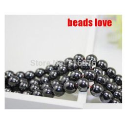 Whole Natural Stone Black Hematite Beads 4 6 8 10 12mm 16quot Per Strand Pick Size drop delivery8740024