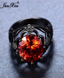 Size 511 Male Female Big Round Red Ring Fashion Black Gold Ring Vintage Wedding Rings For Men And Women Jewelry6725448