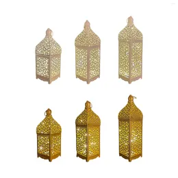 Candle Holders Decorative Lantern Tabletop Ornaments LED Desk Lamp Wind Hanging Holder For Bedroom Farmhouse Rustic