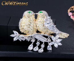 Elegant Cubic Zirconia Gold and Silver Color Lucky Cute Bird Wire Brooches Pin for Women Jewelry Accessory BH007 2107143462225