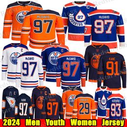 #97 Connor McDavid Edmonton Hockey Jersey #29 Leon Draisaitl Wayne Gretzky Evander Kane Ryan Nugent-Hopkins Mark Messier Zach Hyman Ceci Stuart Skinner Oilers Jerseys.
