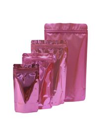 100 pcs Pink Stand Up Aluminium Foil Zip Lock Food Storage Packaging Bag Colourful Self Seal Coffee Bean Bags3523750