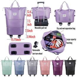 Travel Bag Large Capacity Universal Wheel Student Business Trip Waiting For Birth Storage Waterproof Expandable Duffle 240429