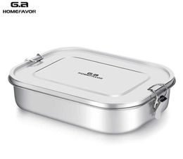 Ga HOMEFAVOR Custom Lunch Box For Kids Food Container Bento Box 304 Top Grade Stainless Steel Storage Thermal Metal Box Stock SH14667642