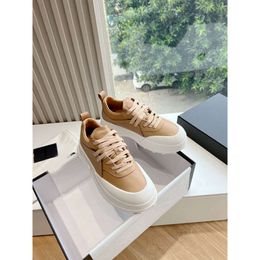 24 New Thick Sole Casual Little White Round Toe Lace up Dad Women's Trendy Cool Genuine Leather High Display Sports Shoes Daily Fashion