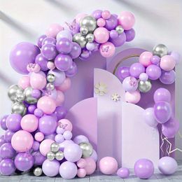 Party Decoration 77pcs Pink Purple Balloon Wreath Arch Kit Anniversary Graduation DecoratiMother's Day Indoor And Outdoor