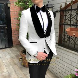 Men's Suits Blazers Mens shaver collar set 3-piece (jacket+tank top+mens clothing) mens wedding party celebration custom dress Q240507
