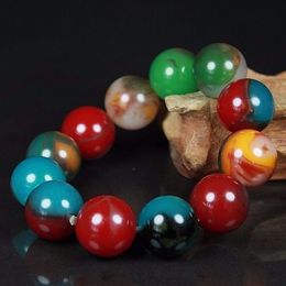 Colourful hand string chicken blood jade jade round bead old type bead bucket bead gourd bracelet