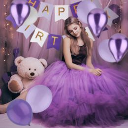 Party Decoration 12pcs Set 12 Inch Purple Latex Balloon 16 4ft Paper Card Happy Birthday Banner Balloons