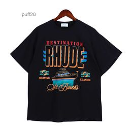 Rhude t Shirt Europe America Mens Designer Brand Clothing Round Neck High Quality Short Sleeve Us Size S-xxl 6nmf