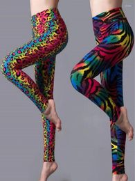 Women's Pants CUHAKCI High Waist Leggings Sportwear Workout Women Jeggings Elastic Leopard Summer Printed Stripe Sexy Fitness Leggins