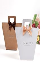 Thank you gift box bag with handle foldable wedding kraft paper candy chocolate perfume packaging simple4280800