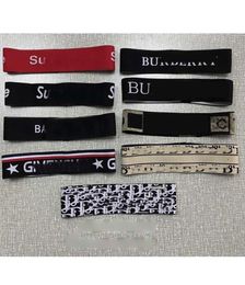 Whole 19 Style Red Black White Brand Letter print stripe Elastic Headband for Women and Men Fashion Hair Bands for Women Girl 6993839