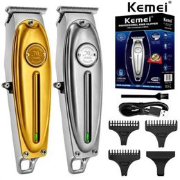 Electric Shavers Kemei KM-1949 Pro electric barber full metal professional hair trimmer for men beard hair clipper finishing hair cutting machine T240507