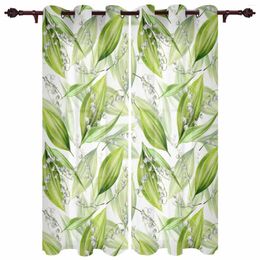 Curtain Abstract Green Leaf Plants Modern Curtains For Living Room Home Decoration El Drapes Bedroom Fancy Window Treatments