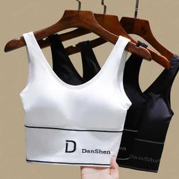 Active Underwear U-Shaped Womens Seamless Yoga Bra D Letter Push Up Sports Top Shockproof Crop Top Anti-sweat Fitness Underwear All-Match Vest d240508