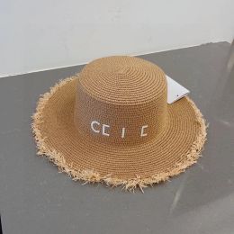 Designer feminino chapéu de palha masculino letra chapé de balde de praia trança casual moda de verão sunat tecido pescador boné