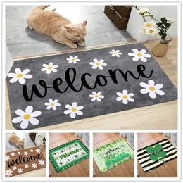 Carpets Simple Floral Printed Floor Rug Non-slip Bath Mat Fade Resistant Welcome Door Mats Washable Area Carpet For Kitchen Home Decor