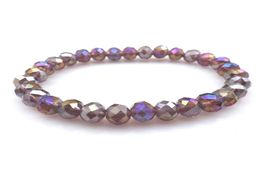 Purple AB Color 8mm Faceted Crystal Beaded Bracelet For Women Simple Style Stretchy Bracelets 20pcslot Whole5610522
