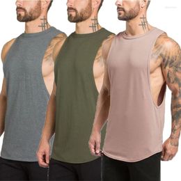 Men's Tank Tops 3 Pack Running Vest Fitness Clothing Blank Bodybuilding Sleeveless Shirt Mens Gym Stringer Top Men Fashion Sportsw 268O