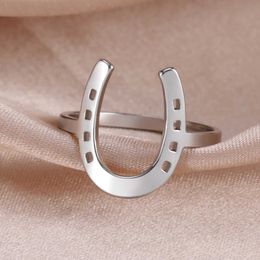 Wedding Rings Skyrim U-Shaped Horseshoe Women Ring Stainless Steel Gold Colour Finger Rings Fashion Lucky Jewellery Birthday Gift for Friends