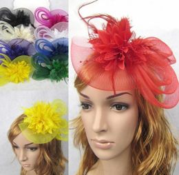 2018 s European Style Veil Feather Women Hair Accessories Fascinator Hat Cocktail Party Wedding Headpiece Court Headwear Lady8003663