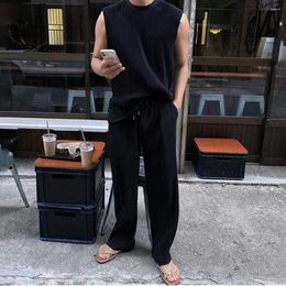 Men's Tracksuits Elastic-waisted Sportswear Vest Pants Set Summer Casual Tank Top Wide Leg With Drawstring Waist For Men