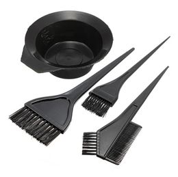 1 Set of 4pcs Hair Dye Colouring Brush Comb Black Plastic Mixing Bowl Barber Salon Tint Hairdressing Colour Styling Tools6337569
