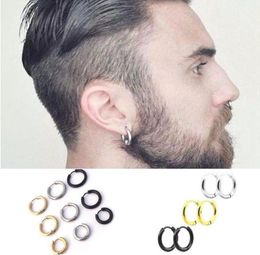 Stud Fashion Hip Hoop Earrings Women Men Punk Gothic Stainless Steel Simple Round Lover 3 Colours Size Earring Jewelry6164806