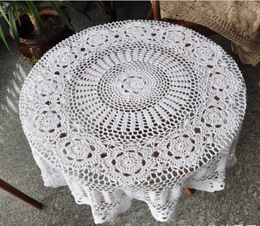 Lovely hand crochet tablecloths nice crochet table topper round table cover WHITE for home wedding decorative af0173337869