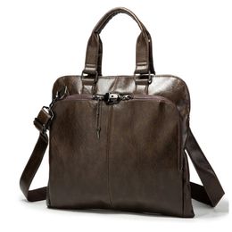 Business Briefcase Leather Men Bag Computer Laptop Handbag Man Shoulder Messenger Bag Men's Travel Bags Black Brown 244M