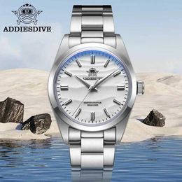 Other Watches ADDIESDIVE Hot selling AD2030 Quartz Watch Simple 10 Bar Steel Diving Watch Bubble Mirror Pot Lid Glass Sport 36mm Mens Watch J240508