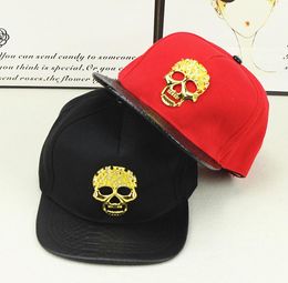 Skull Matel Logo Baseball Cap Hip Hop Hats Adjustable Snapbacks Bling Mesh Flat Brimmed Caps For Adults Mens Womens Sun Visor7365273