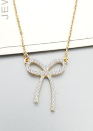 Simple Bow With Diamonds Necklace Bow Clavicle Chain01235672990