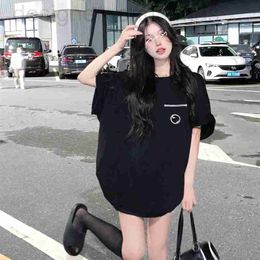 Women's T-Shirt Designer Luxury 24ss embroidered small circular ring internet celebrity matching men's and women's loose fitting short sleeved T-shirt base shirt